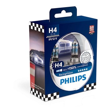 НАБІР 2x Автомобільна лампа Philips RACINGVISION 12342RVS2 H4 P43t-38/55W/12V
