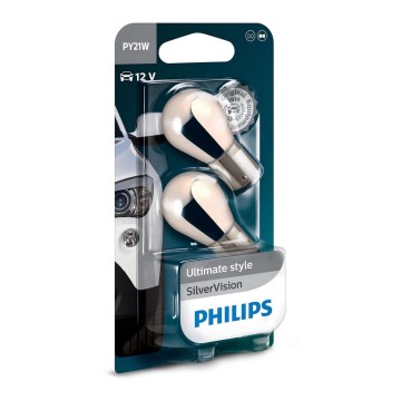НАБІР 2x Автомобільна лампа Philips SILVER VISION 12496SVB2 PY21W BAU15s/21W/12V