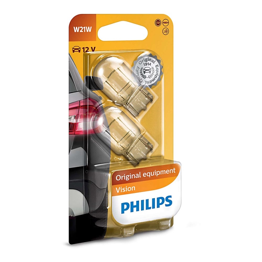 НАБІР 2x Автомобільна лампа Philips VISION 12065B2 W21W W3x16d/21W/12V