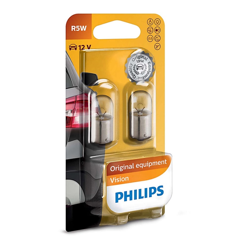 НАБІР 2x Автомобільна лампа Philips VISION 12821B2 R5W BA15s/5W/12V