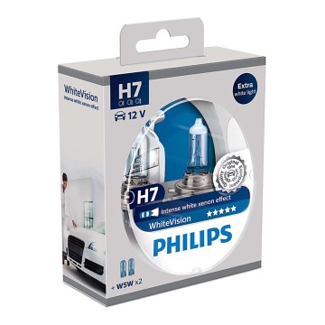 НАБІР 2x Автомобільна лампа Philips WHITEVISION 12972WHVSM H7 PX26d/55W/12V 3700K + 2 позиційні лампочки