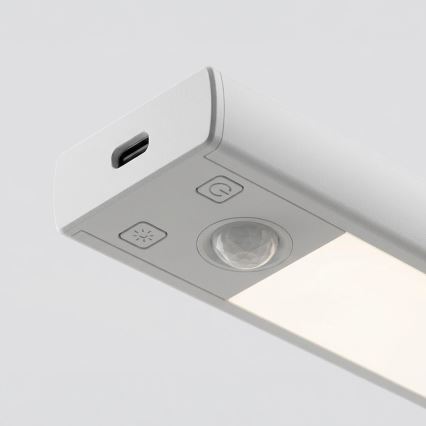 КОМПЛЕКТ 2 шт. LED акумуляторне підсвічування для меблів з датчиком руху та сутінків VIRO LED/1W/3,7V 800 mAh 3000/4000/6500K 20 см білий