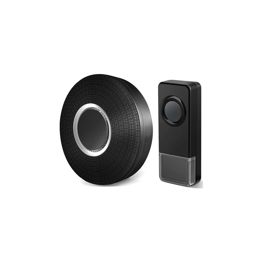 НАБІР 2x Бездротовий дверний дзвінок в розетку 230V 1xA23 IP55 чорний