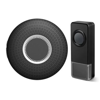 НАБІР 2x Бездротовий дверний дзвінок в розетку 230V 1xA23 IP55 чорний