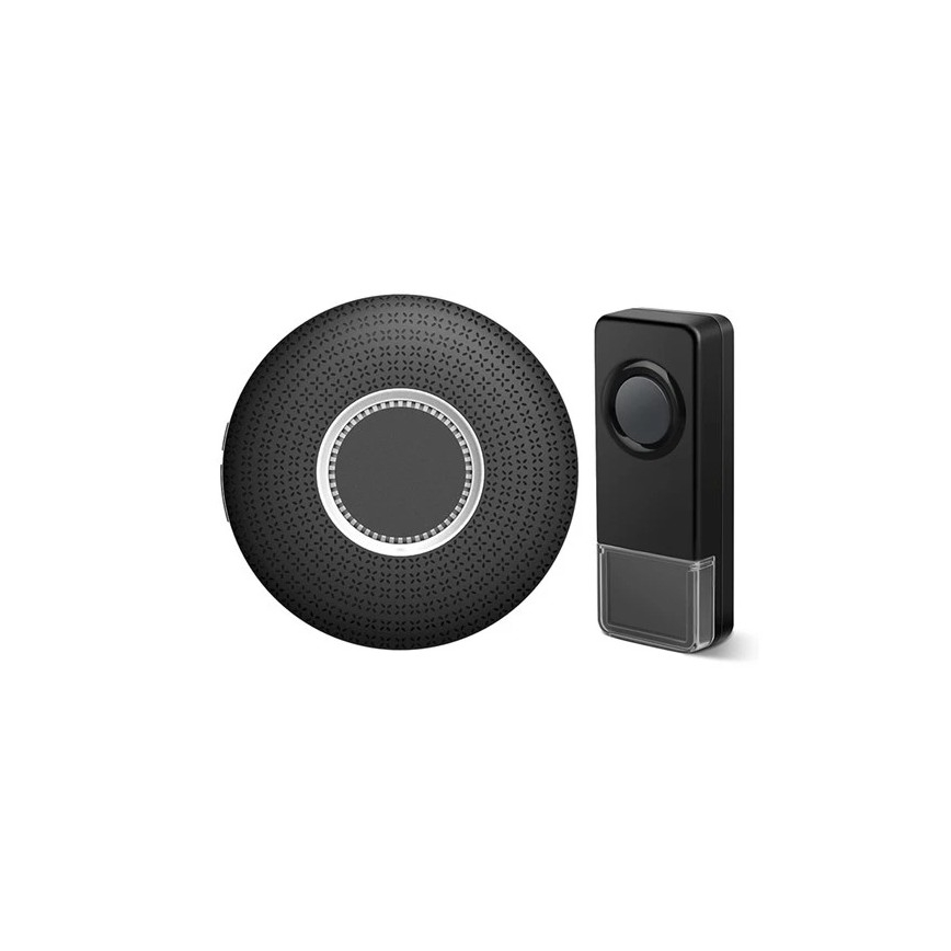 НАБІР 2x Бездротовий дверний дзвінок в розетку 230V 1xA23 IP55 чорний
