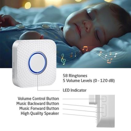 НАБІР 2x Бездротовий дверний дзвінок в розетку кінетичний 230V білий