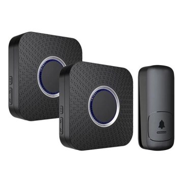 НАБІР 2x Бездротовий дверний дзвінок в розетку кінетичний 230V чорний