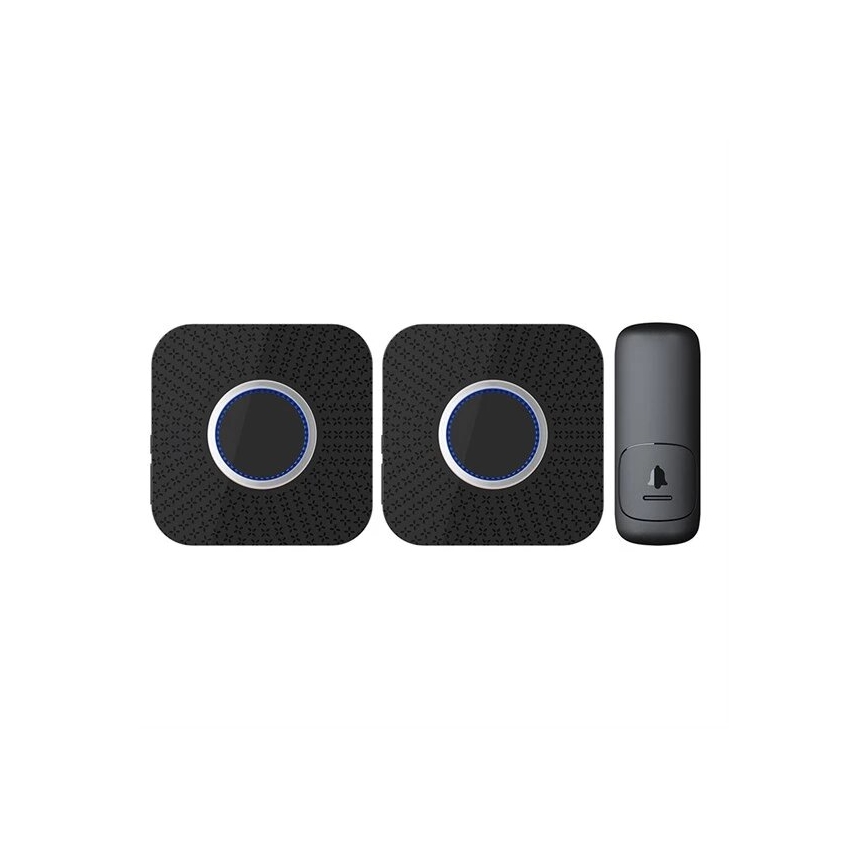 НАБІР 2x Бездротовий дверний дзвінок в розетку кінетичний 230V чорний