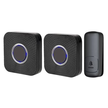 НАБІР 2x Бездротовий дверний дзвінок в розетку кінетичний 230V чорний