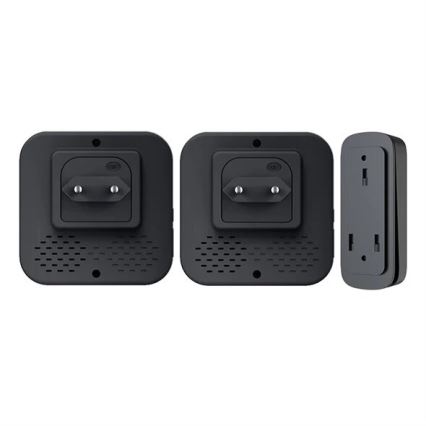 НАБІР 2x Бездротовий дверний дзвінок в розетку кінетичний 230V чорний