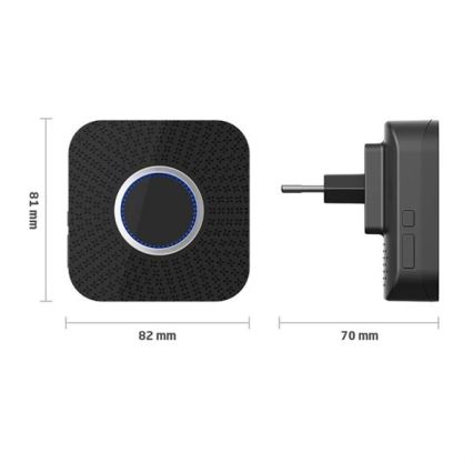 НАБІР 2x Бездротовий дверний дзвінок в розетку кінетичний 230V чорний