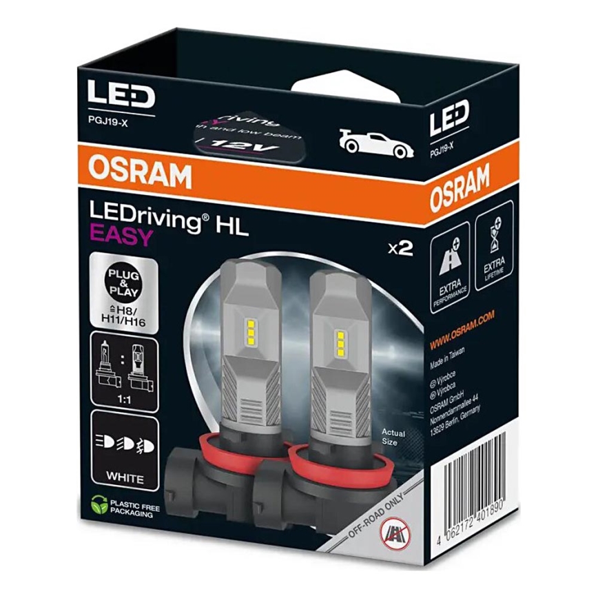 НАБІР 2x LED Автомобільна лампа H8/H11/H16 PGJ19-X/8,2W/12V 6000K - Osram