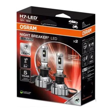 НАБІР 2x LED Автомобільна лампа NIGHT BREAKER H7 PX26d/16W/12V 6000K - Osram
