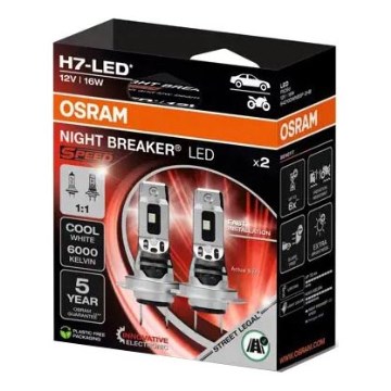 НАБІР 2x LED Автомобільна лампа NIGHT BREAKER H7 PX26d/16W/12V 6000K - Osram
