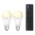 НАБІР 2x LED лампа A60 E27/9W/230V 2700K Wi-Fi + пульт дистанційного керування - WiZ