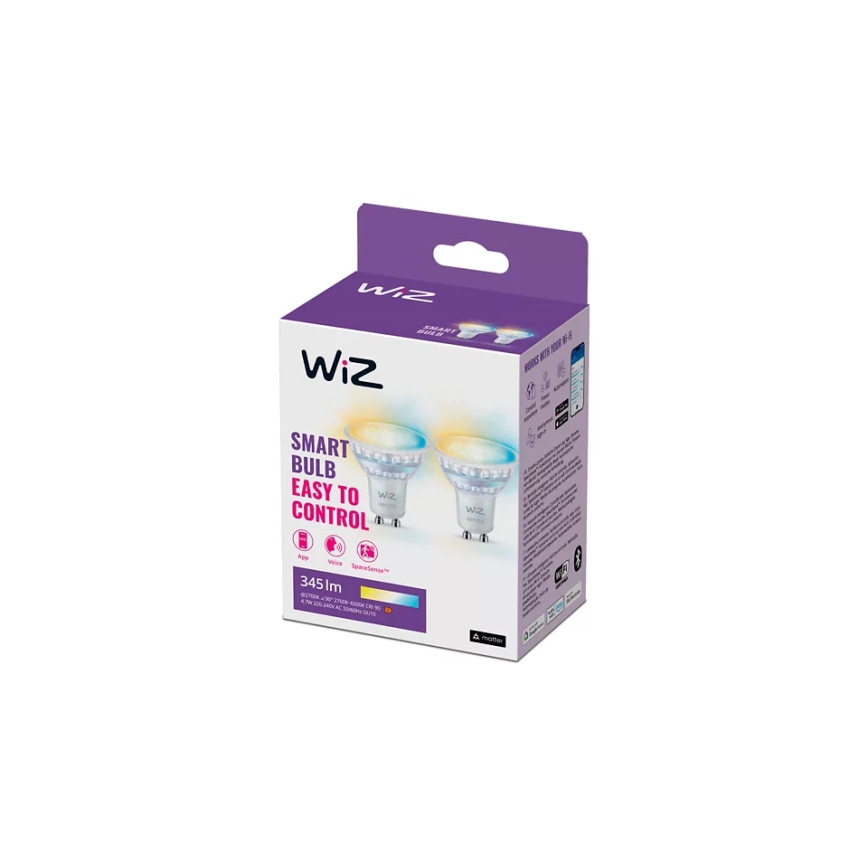 НАБІР 2x світлодіодна димована лампа PAR16 GU10/4,7W/230V 2700-6500K CRI 90 Wi-Fi - WiZ