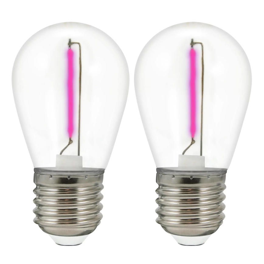 НАБІР 2x LED Лампочка PARTY E27/0,3W/36V фіолетова