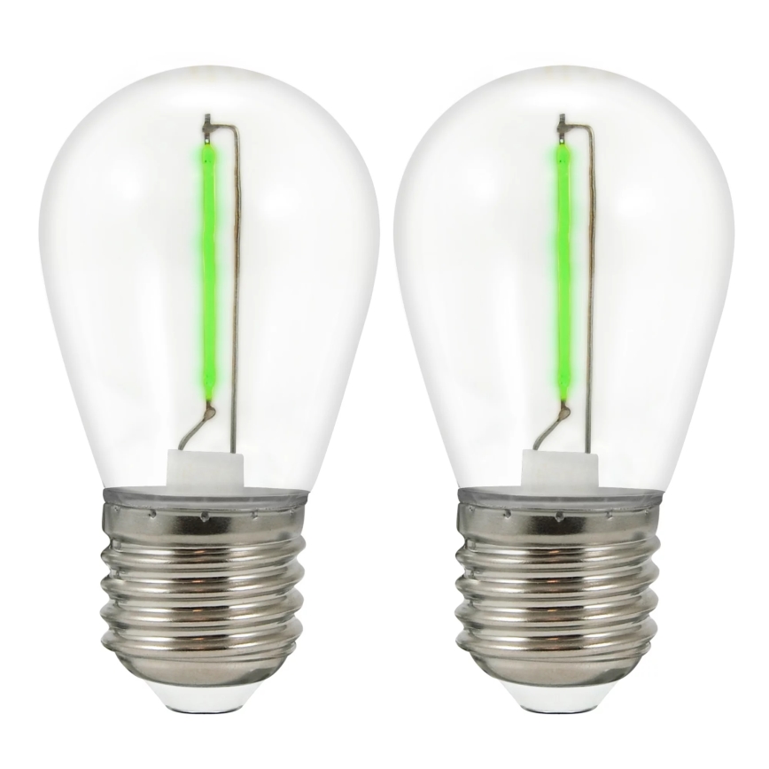НАБІР 2x LED Лампочка PARTY E27/0,3W/36V зелена