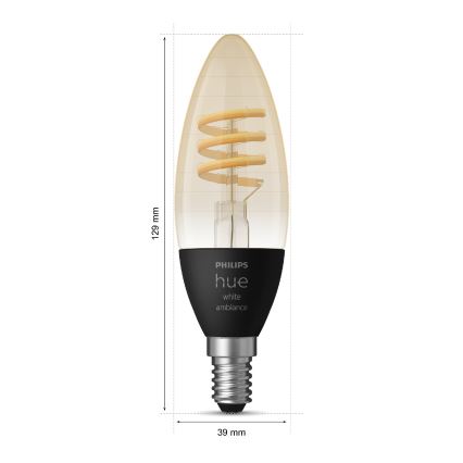 НАБІР 2x LED Лампа з регулюванням яскравості Philips Hue WHITE AMBIANCE E14/4,6W/230V