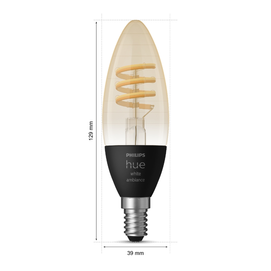 НАБІР 2x LED Лампа з регулюванням яскравості Philips Hue WHITE AMBIANCE E14/4,6W/230V