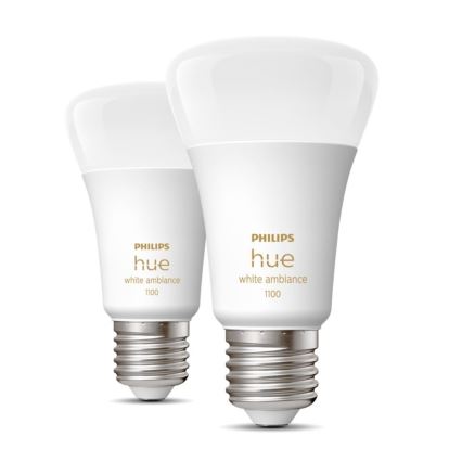 НАБІР 2x LED Лампочка з регулюванням яскравості Philips Hue WHITE AMBIANCE E27/8W/230V 2200-6500K