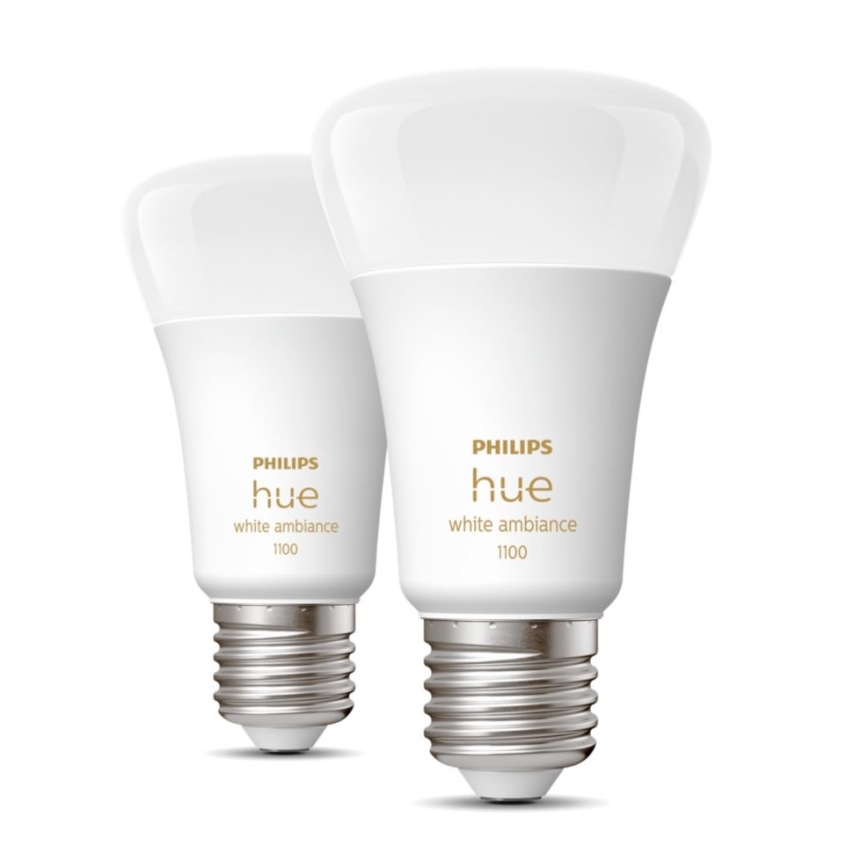 НАБІР 2x LED Лампочка з регулюванням яскравості Philips Hue WHITE AMBIANCE E27/8W/230V 2200-6500K