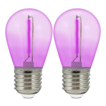 НАБІР 2x LED Лампочка PARTY E27/0,3W/36V фіолетова