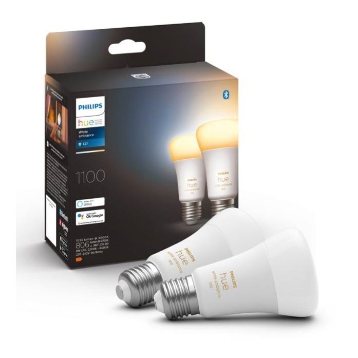 НАБІР 2x LED Лампочка з регулюванням яскравості Philips Hue WHITE AMBIANCE E27/8W/230V 2200-6500K