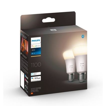 НАБІР 2x LED Лампочка з регулюванням яскравості Philips Hue WHITE E27/9,5W/230V 2700K