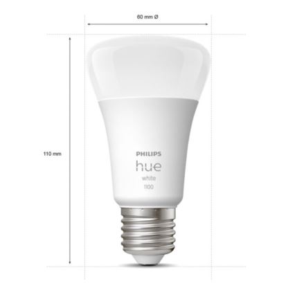 НАБІР 2x LED Лампочка з регулюванням яскравості Philips Hue WHITE E27/9,5W/230V 2700K