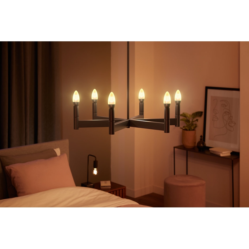 НАБІР 2x LED Лампочка з регулюванням яскравості Philips Hue WHITE FILAMENT E14/4,5W/230V 2100K