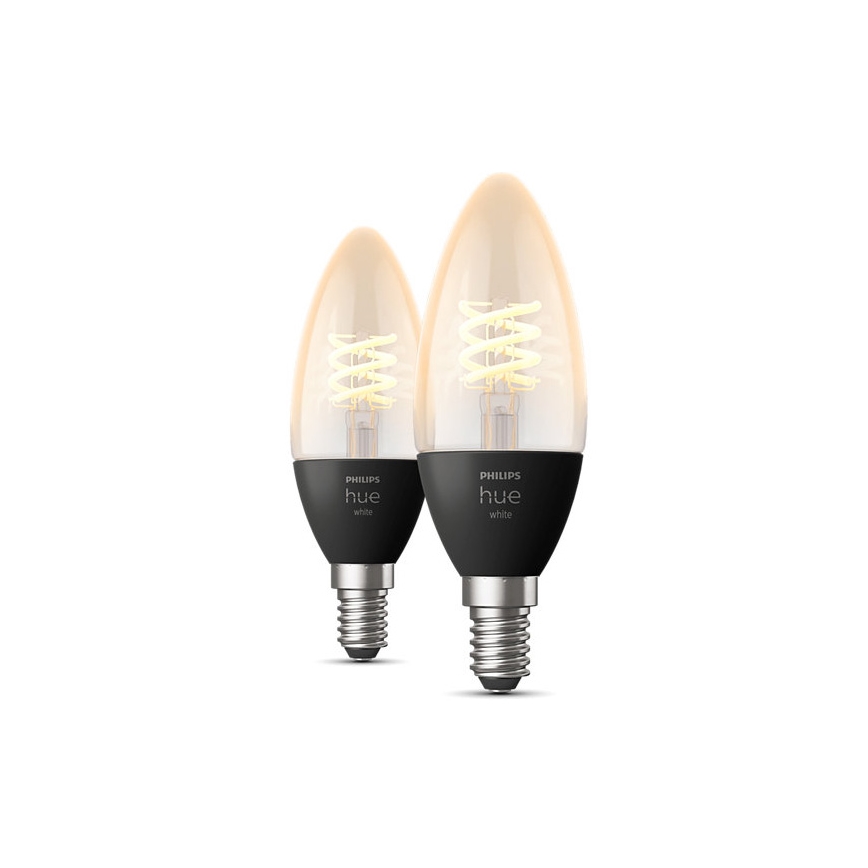 НАБІР 2x LED Лампочка з регулюванням яскравості Philips Hue WHITE FILAMENT E14/4,5W/230V 2100K