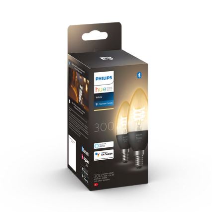 НАБІР 2x LED Лампочка з регулюванням яскравості Philips Hue WHITE FILAMENT E14/4,5W/230V 2100K