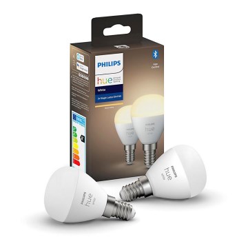 НАБІР 2x LED лампочка з регулюванням яскравості Philips Hue WHITE P45 E14/5,5W/230V 2700K