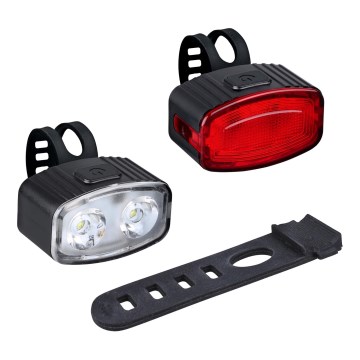 НАБІР 2x LED Регульоване зарядне світло для велосипеда 350 мАг IP44 червоний/білий