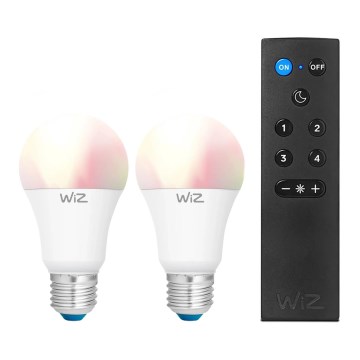 NAБІР 2x LED RGBW димована лампа A60 E27/9W/230V 2200-6500K Wi-Fi + пульт дистанційного керування - WiZ