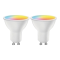 Набір 2x LED RGBW ламп із регулюванням яскравості MESH Smart GU10/6,5W/230V 2700-6500K + пульт дистанційного керування - Aigostar