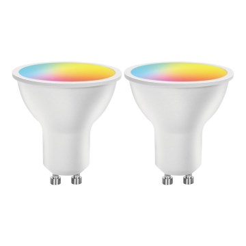 НАБІР 2x LED RGBW Лампочка з регулюванням яскравості MESH Smart GU10/6,5W/230V 2700-6500K + пульт дистанційного керування - Aigostar