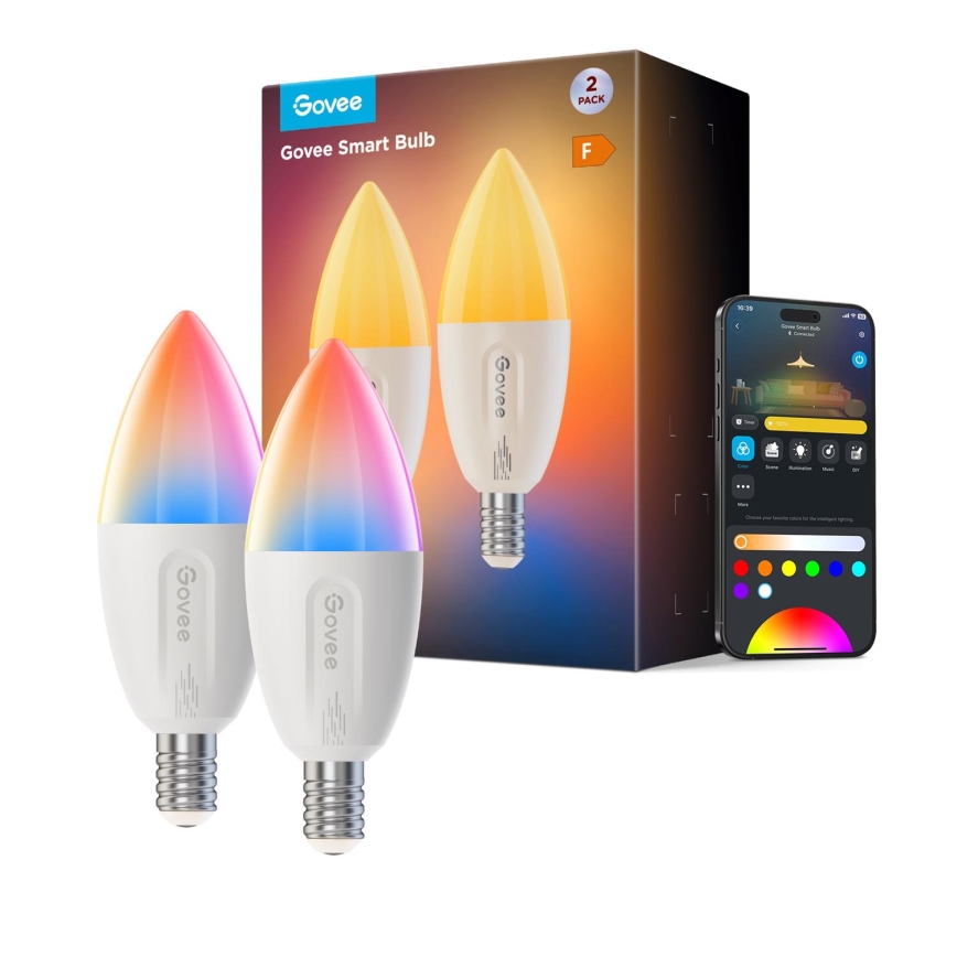 НАБІР 2x LED RGBWW Лампочка з регулюванням яскравості E14/5W/230V 2700-6500K Wi-Fi - Govee