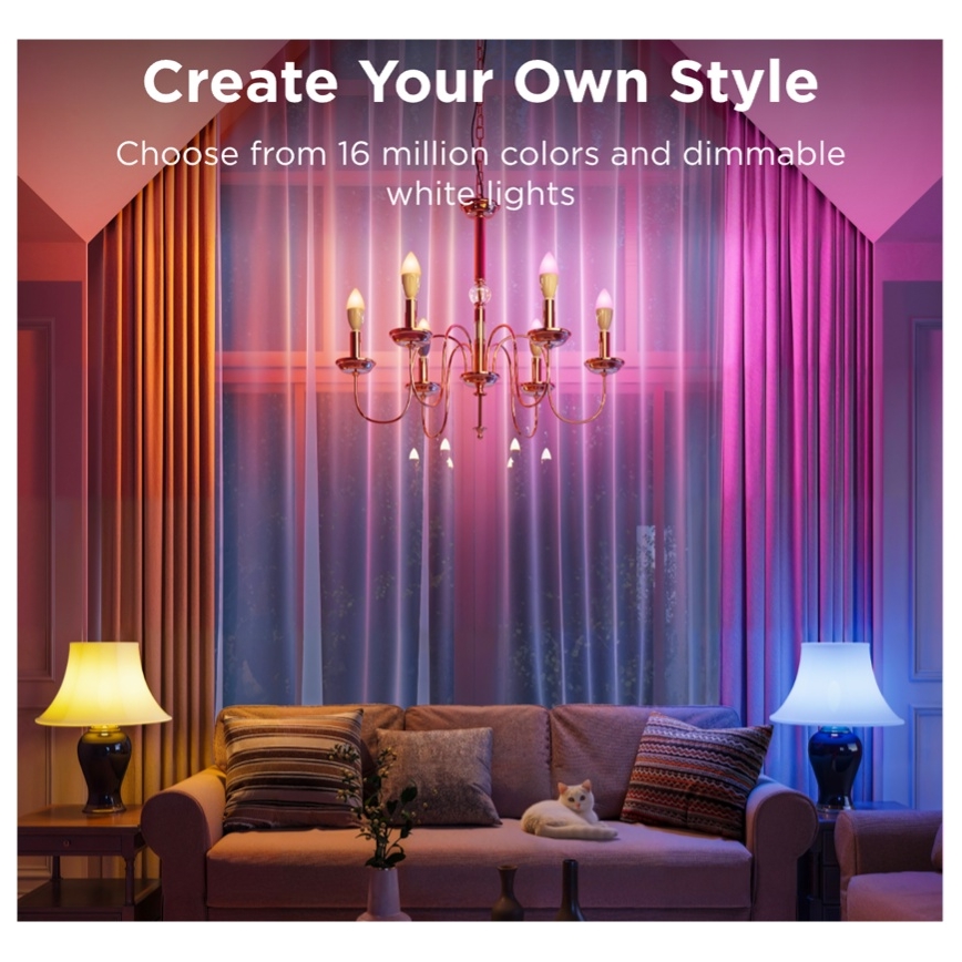 НАБІР 2x LED RGBWW Лампочка з регулюванням яскравості E14/5W/230V 2700-6500K Wi-Fi - Govee