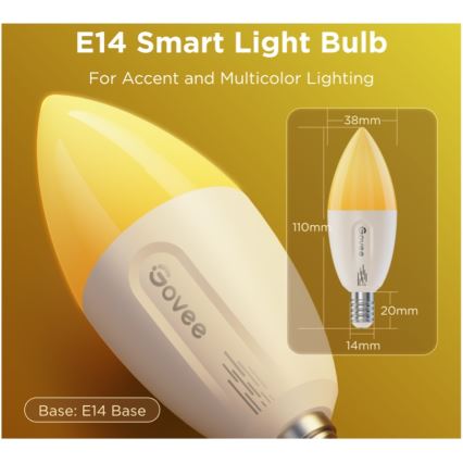 НАБІР 2x LED RGBWW Лампочка з регулюванням яскравості E14/5W/230V 2700-6500K Wi-Fi - Govee