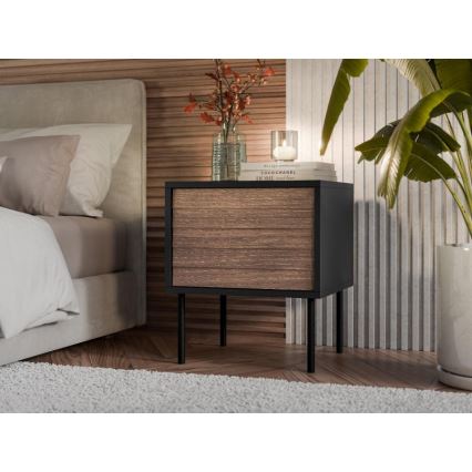 НАБІР 2x Приліжкова тумбочка CORTINA 51x45 см чорний/горіх warnia