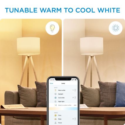 НАБІР 2x Світлодіодна лампочка з регулюванням яскравості C37 E14/4,9W/230V 2700-6500K CRI 90 Wi-Fi - WiZ