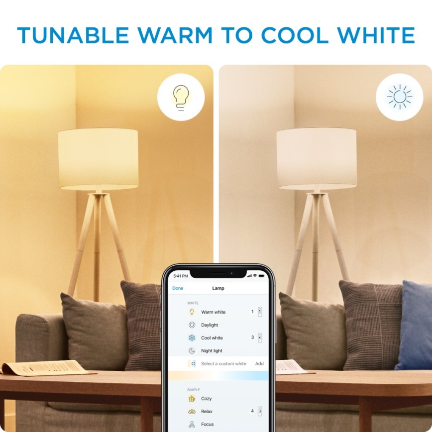 НАБІР 2x Світлодіодна лампочка з регулюванням яскравості C37 E14/4,9W/230V 2700-6500K CRI 90 Wi-Fi - WiZ