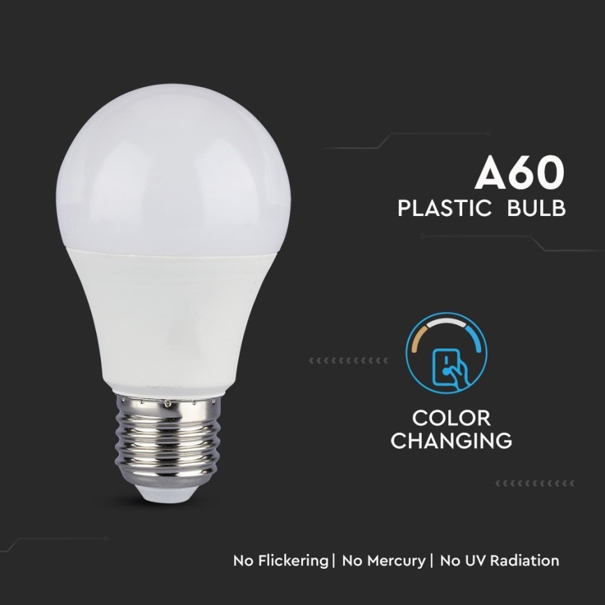 НАБІР 2x Світлодіодна лампочка A60 E27/9W/230V 3000/4000/6400K