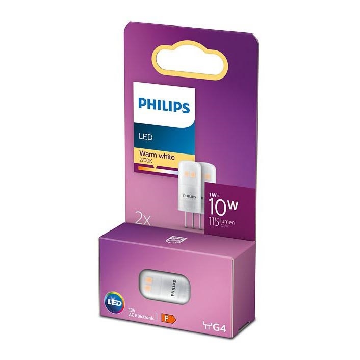НАБІР 2x Світлодіодна лампочка Philips G4/1W/12V 2700K