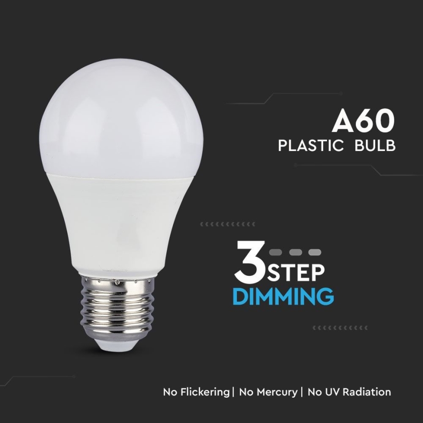НАБІР 2x Світлодіодна лампочка з регулюванням яскравості A60 E27/9W/230V 4000K
