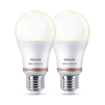 НАБІР 2x Світлодіодна лампочка з регулюванням яскравості Philips A60 E27/8W/230V Wi-Fi