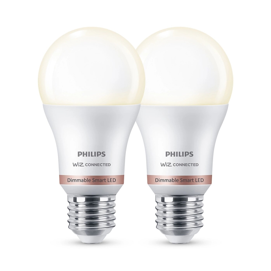 НАБІР 2x Світлодіодна лампочка з регулюванням яскравості Philips A60 E27/8W/230V Wi-Fi