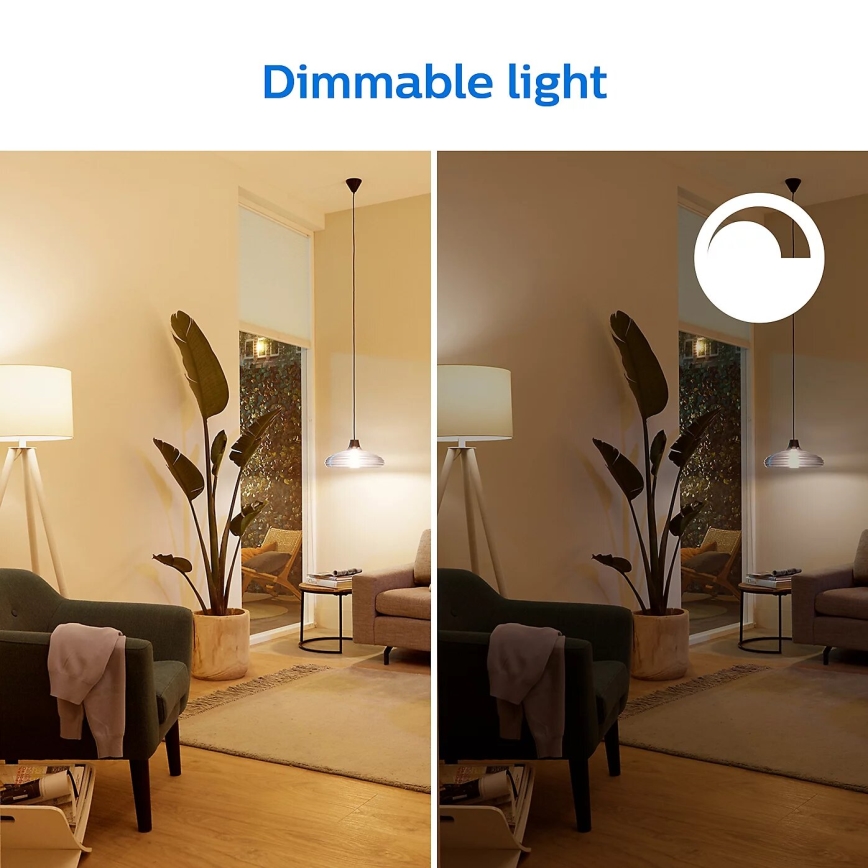 НАБІР 2x Світлодіодна лампочка з регулюванням яскравості Philips A60 E27/8W/230V Wi-Fi